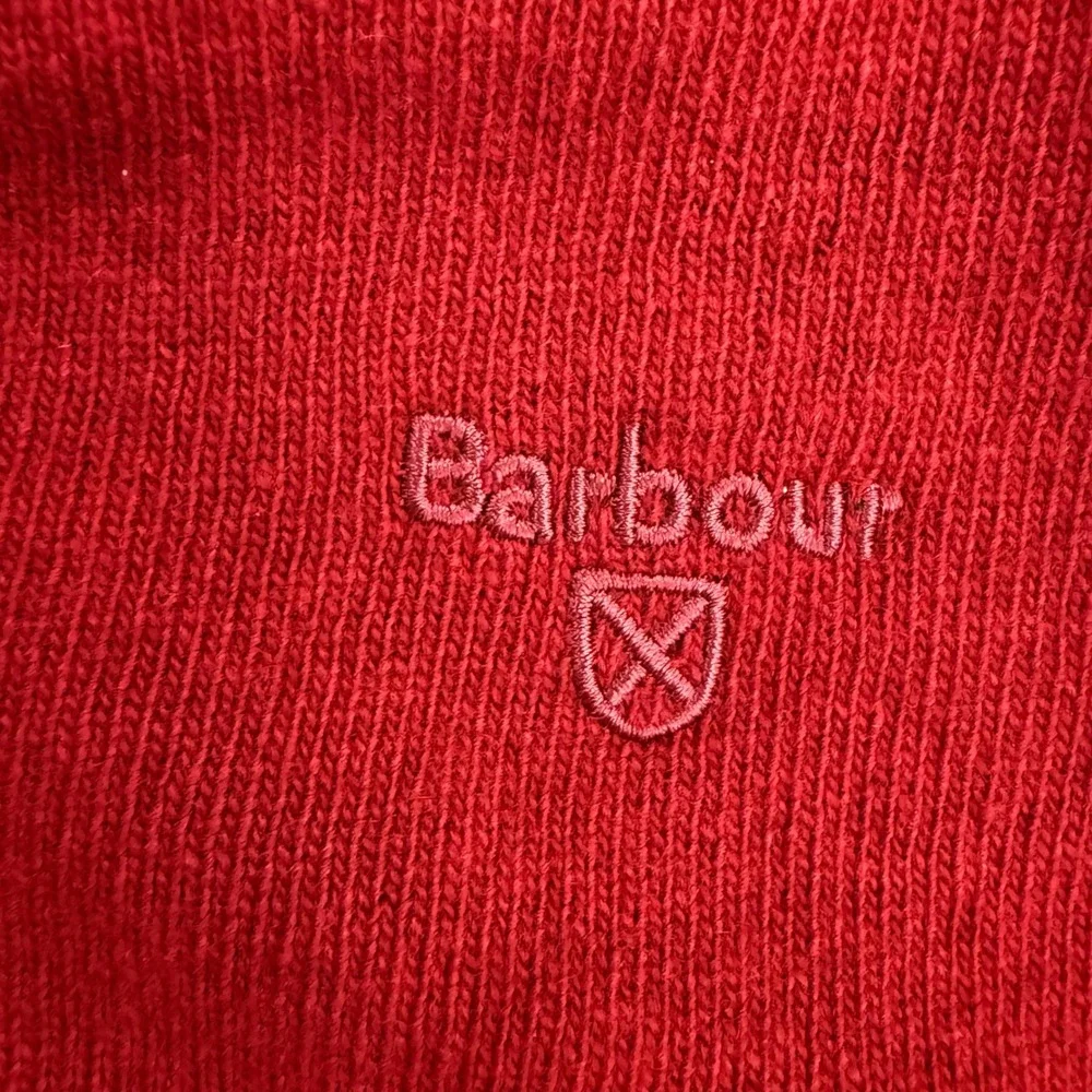 Barbour V-Neck Sweater Wool Mens Size XL Red Long Sleeve Embroidered Logo